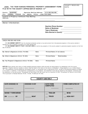 Kansas Personal Property Assessment Form