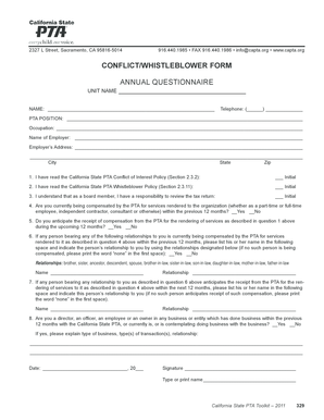 California State PTA Conflict/Whistleblower Form