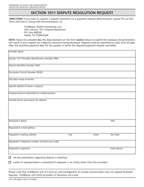 Section 1011 Dispute Resolution Request
