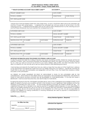 Health Savings Account Visa Debit Card Authorization
