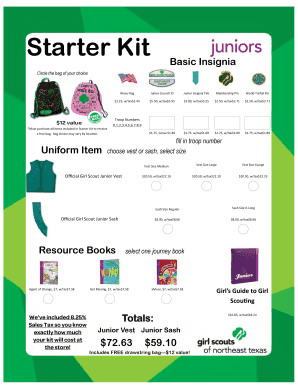 Girl Scout Junior Uniform Order Form
