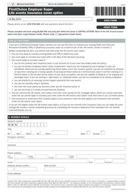 FirstChoice Employer Super Life Events Insurance Cover Option