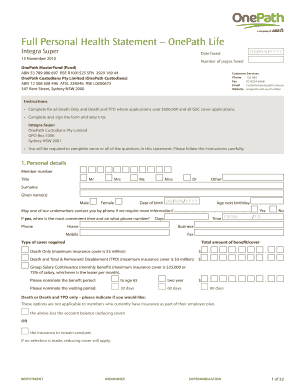 OnePath Life Personal Health Statement