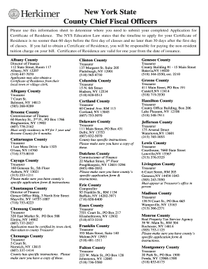 New York State Certificate of Residence Application
