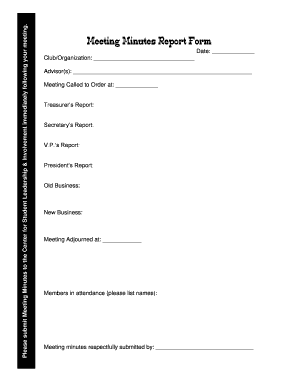 Meeting Minutes Report Form