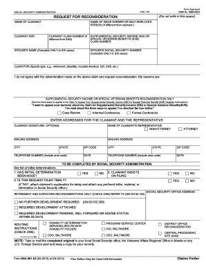 Social Security Reconsideration Request Form