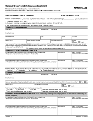 Tennessee State Employee Optional Group Term Life Insurance Enrollment