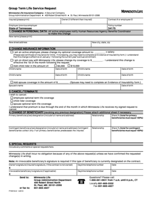 Group Term Life Service Request Form
