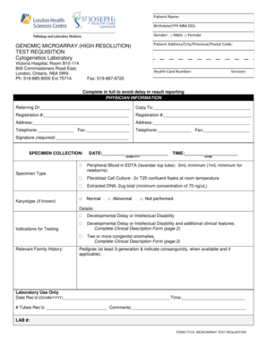 Genomic Microarray Test Requisition