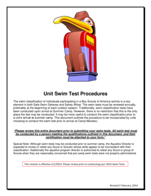 Boy Scouts of America Unit Swim Test Procedures
