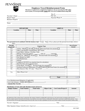 Employee Travel Reimbursement Form
