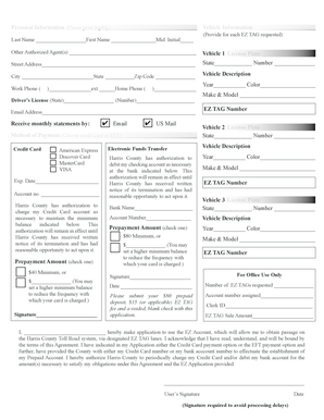 Harris County EZ TAG Application