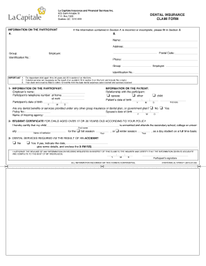 Quebec Dental Insurance Claim Form