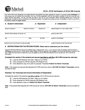 2014 IRS Income Verification Form