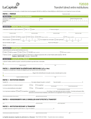 Formulaire T2033 Transfert direct entre institutions