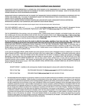 Management Services Installment Lease Agreement