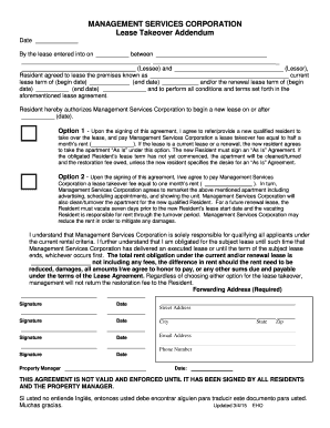 Lease Takeover Addendum