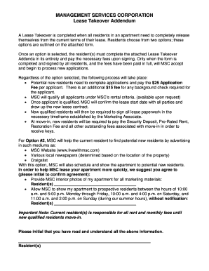 Lease Takeover Addendum