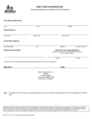 Debit Card Authorization Form