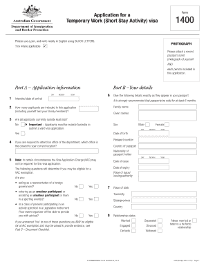 Temporary Work Short Stay Activity Visa Application