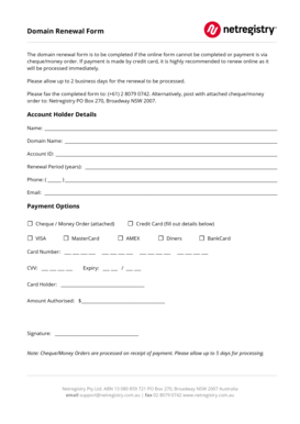 Domain Renewal Form