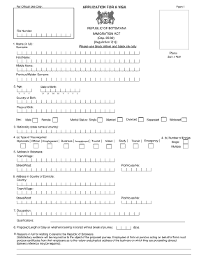 Botswana Visa Application Form