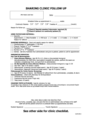 Sharing Clinic Follow-Up Form
