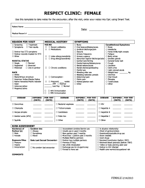 Female STD Screening Form
