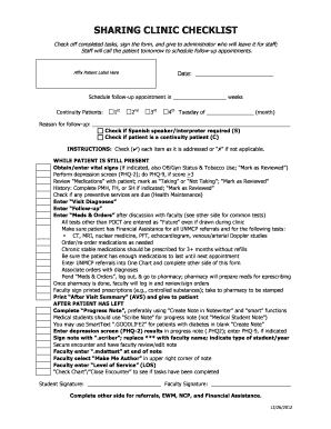 Sharing Clinic Checklist