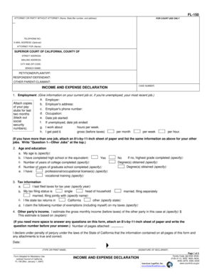 California Income and Expense Declaration Form FL-150