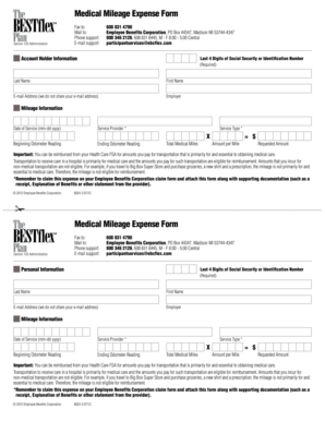BESTflex Plan Medical Mileage Expense Form. Expense Form