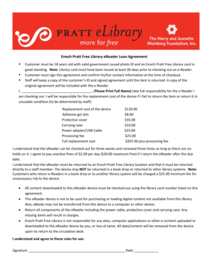 Enoch Pratt Free Library eReader Loan Agreement