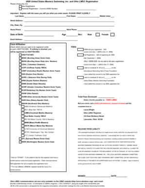 US Masters Swimming Registration Form