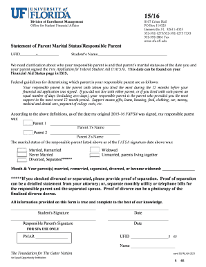 Statement of Parent Marital Status/Responsible Parent