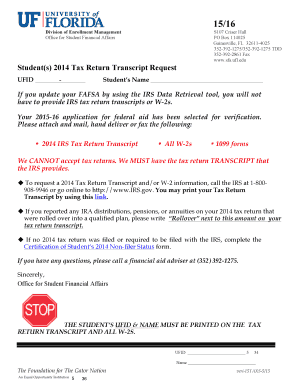2014 Tax Return Transcript Request
