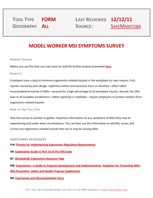 Model Worker MSI Symptoms Survey