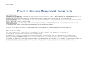 Proactive Classroom Management Rating Form