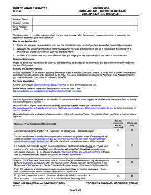 Australia Visitor Visa Business Stream Checklist