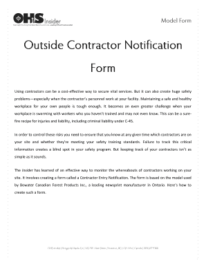 Contractor Entry Notification Form