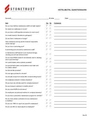 Hotel Maintenance and Safety Questionnaire