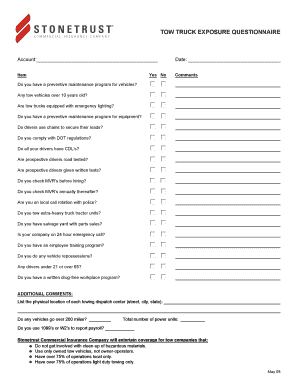 Tow Truck Exposure Questionnaire