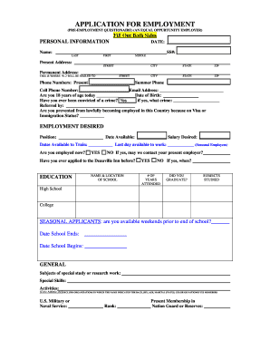 Employment Application Form