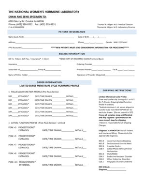 Limited Menstrual Cycle Hormone Profile Form
