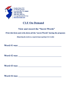 New Jersey Conditional Discharge CLE Form