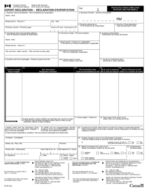 Canada Export Declaration Form B13A