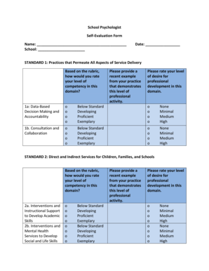 School Psychologist Self-Evaluation Form