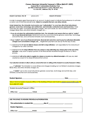 Federal Title IV Authorization/Restriction Form
