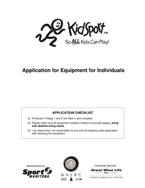Individual Equipment Application to the KidSport Fund