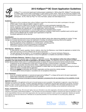 KidSport BC Grant Application
