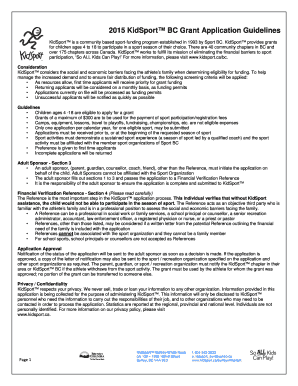 KidSport BC Grant Application Form